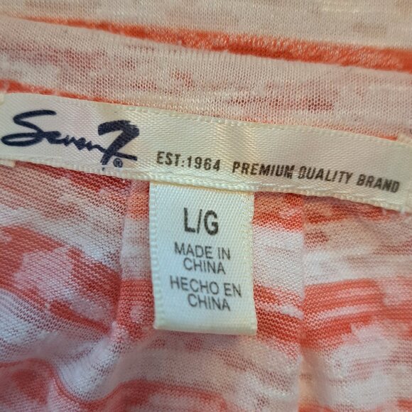 Seven7 Red Striped Lightweight Uneven Hem Short Sleeve Tee Size Large - Picture 5 of 6